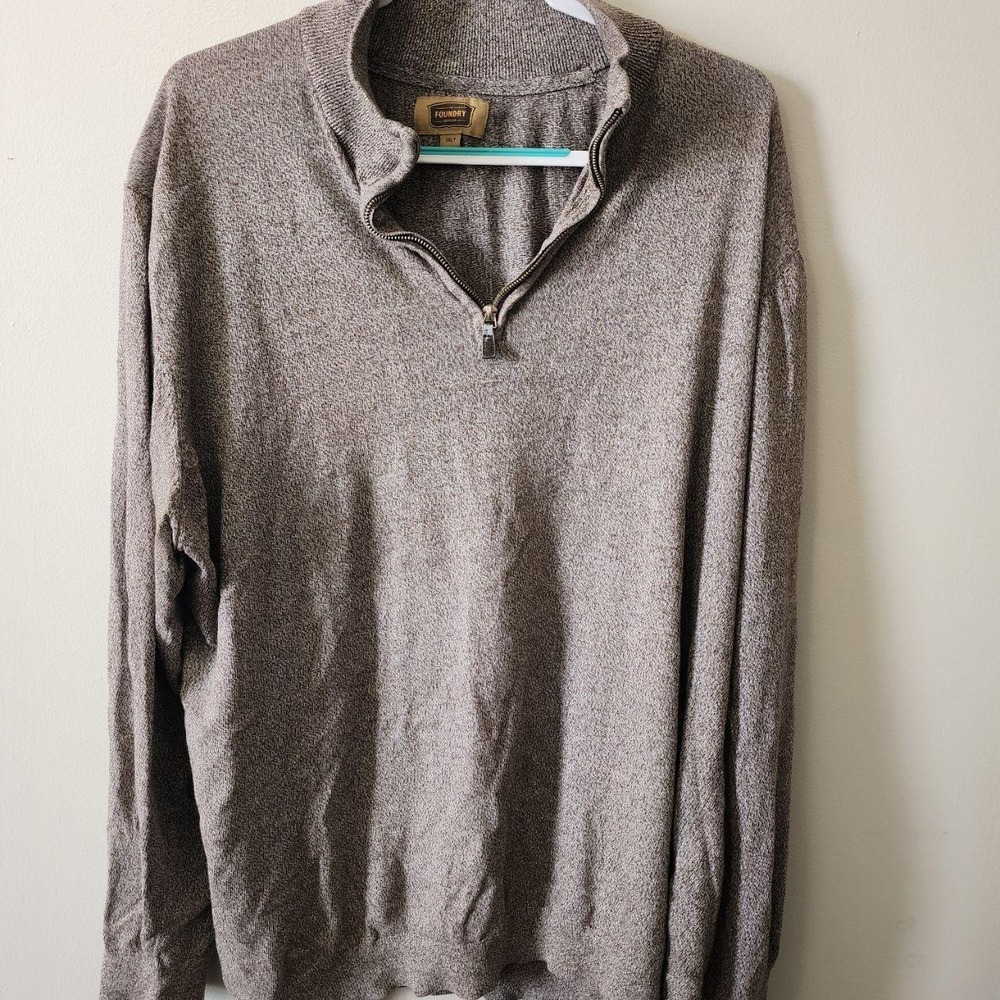 Men's The Foundry Supply Co quarter-zip pullover sweater in a brown/ 3xl